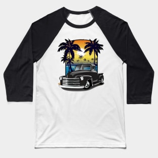 1948 Black Chevy Pickup Truck California Beachin Baseball T-Shirt